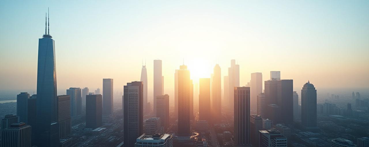 Panoramic view of a modern skyline representing urban investment growth
